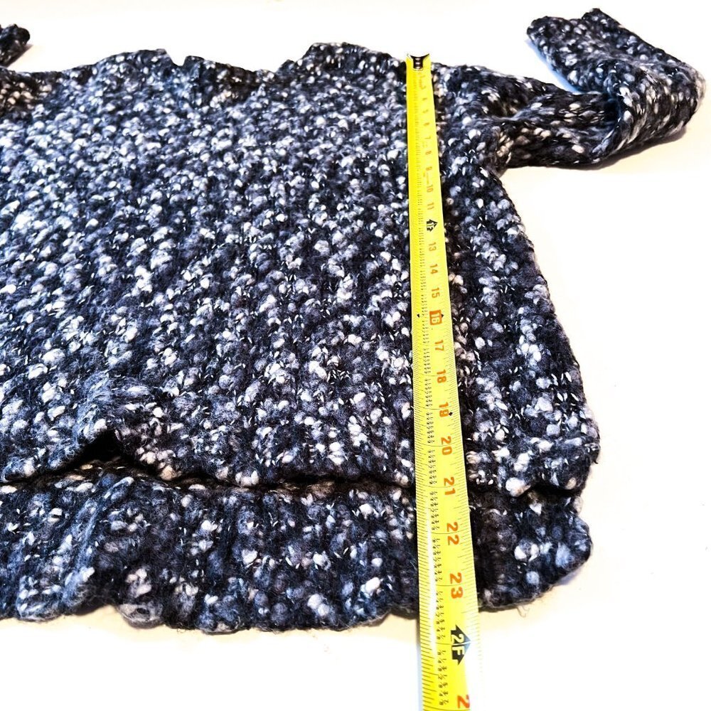 J Jill Chunky Marled Knit Gray Crew Neck Oversized Sweater Wool Blend Medium - Picture 6 of 8